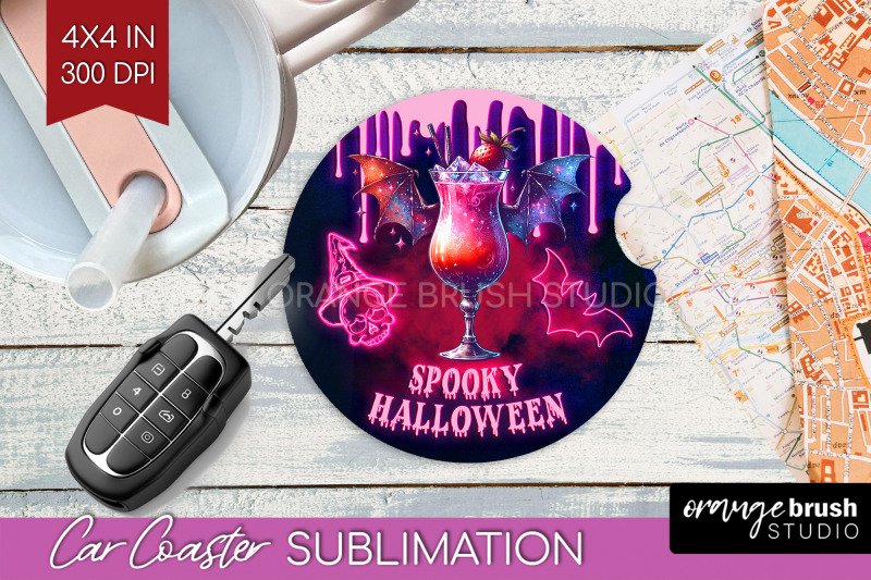 neon-halloween-car-coaster-png-cocktail-coaster-sublimatoin