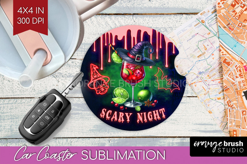 neon-halloween-car-coaster-png-cocktail-coaster-sublimatoin