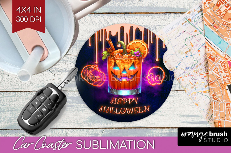 neon-halloween-car-coaster-png-cocktail-coaster-sublimatoin