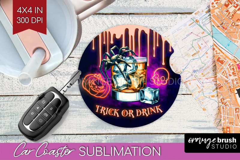 neon-halloween-car-coaster-png-cocktail-coaster-sublimatoin