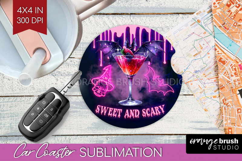 neon-halloween-car-coaster-png-cocktail-coaster-sublimatoin