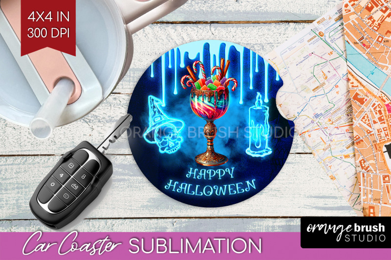 neon-halloween-car-coaster-png-cocktail-coaster-sublimatoin