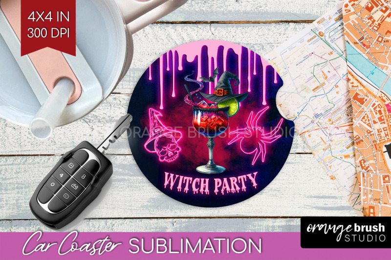 neon-halloween-car-coaster-png-cocktail-coaster-sublimatoin