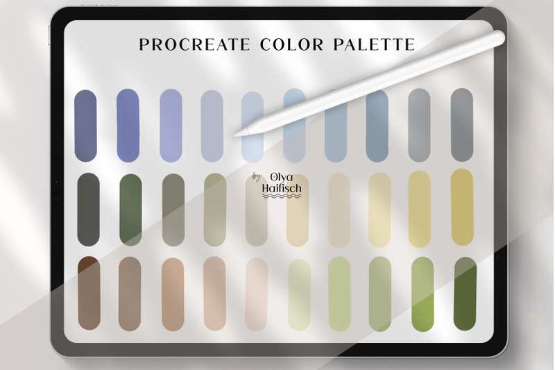 light-natural-procreate-color-palette-muted-color-swatches