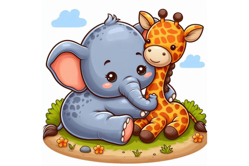 aby-elephant-cuddling-with-a-plush-toy-giraffe