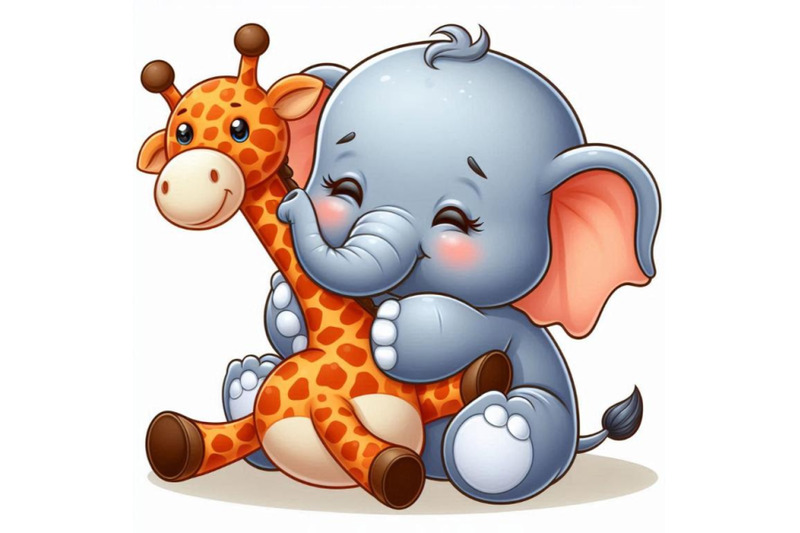 aby-elephant-cuddling-with-a-plush-toy-giraffe