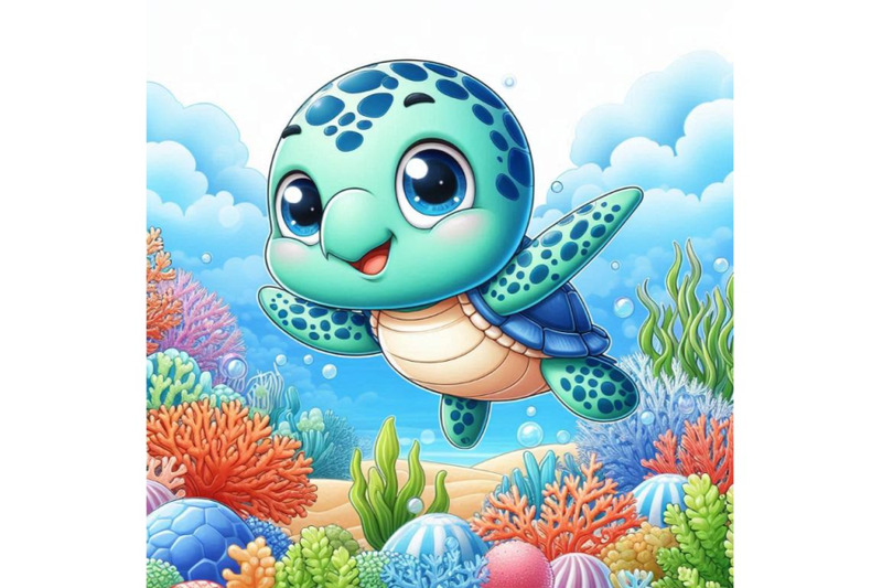 adorable-baby-sea-turtle-swimming-near-coral-reefs