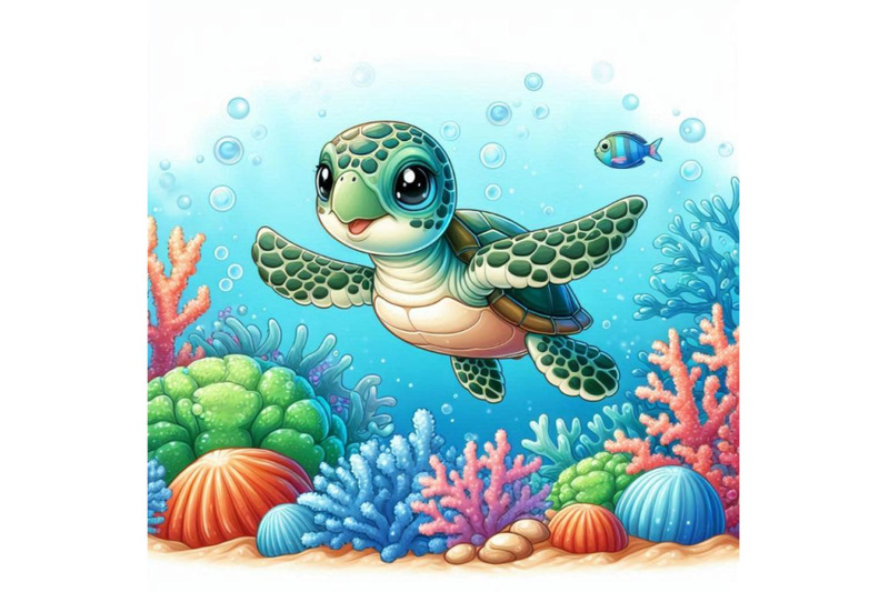 adorable-baby-sea-turtle-swimming-near-coral-reefs