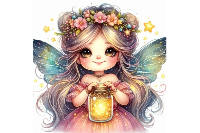 adorable-glitter-fairy-holding-a-tiny-jar-of-glowing-stars-smiling-so