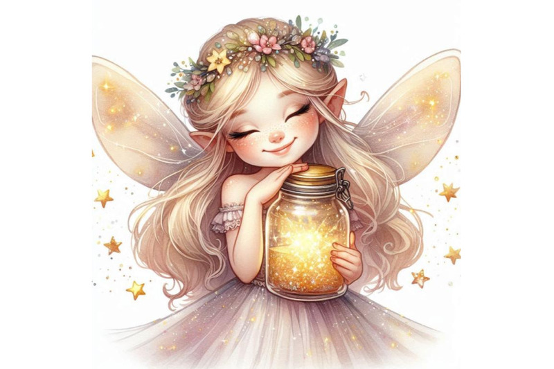 adorable-glitter-fairy-holding-a-tiny-jar-of-glowing-stars-smiling-so