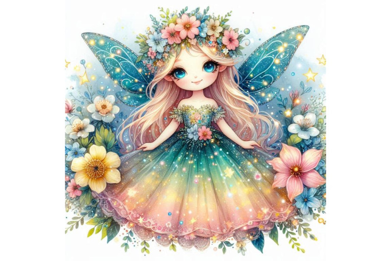 adorable-glitter-fairy-with-a-dress-made-of-glowing-flowers-and-stardu