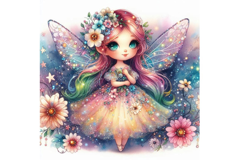 adorable-glitter-fairy-with-a-dress-made-of-glowing-flowers-and-stardu