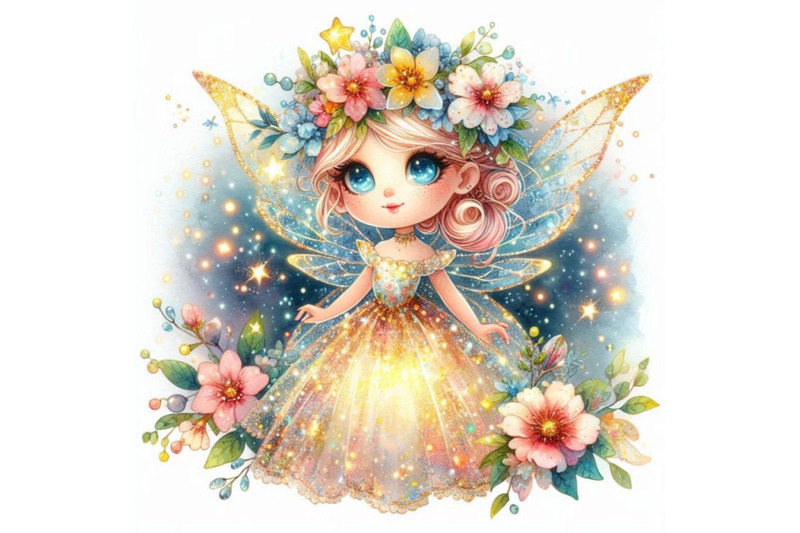 adorable-glitter-fairy-with-a-dress-made-of-glowing-flowers-and-stardu