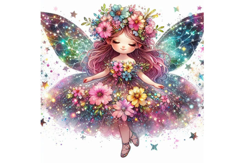 adorable-glitter-fairy-with-a-dress-made-of-glowing-flowers-and-stardu