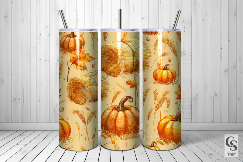 fall-pumpkins-harvest-seamless-patterns