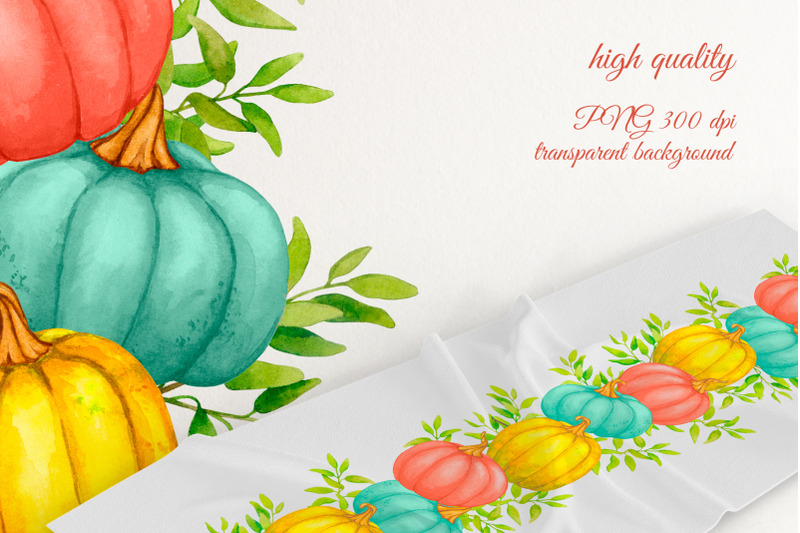 autumn-decor-with-pumpkins-seamless-border-png