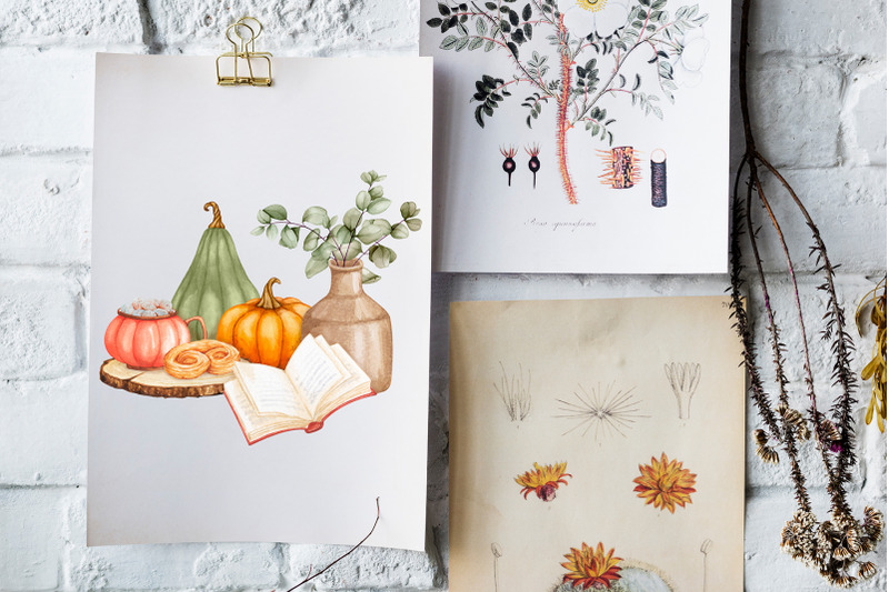 autumn-decor-watercolor-sublimation-clipart-png