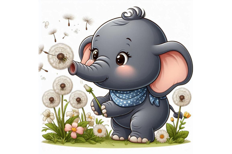 baby-elephant-blowing-dandelion-seeds-into-the-air