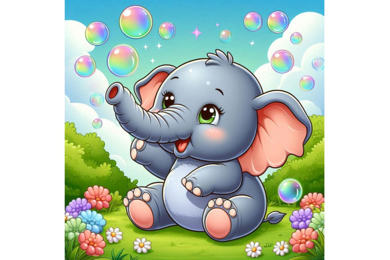 baby-elephant-blowing-soap-bubbles-with-its-trunk