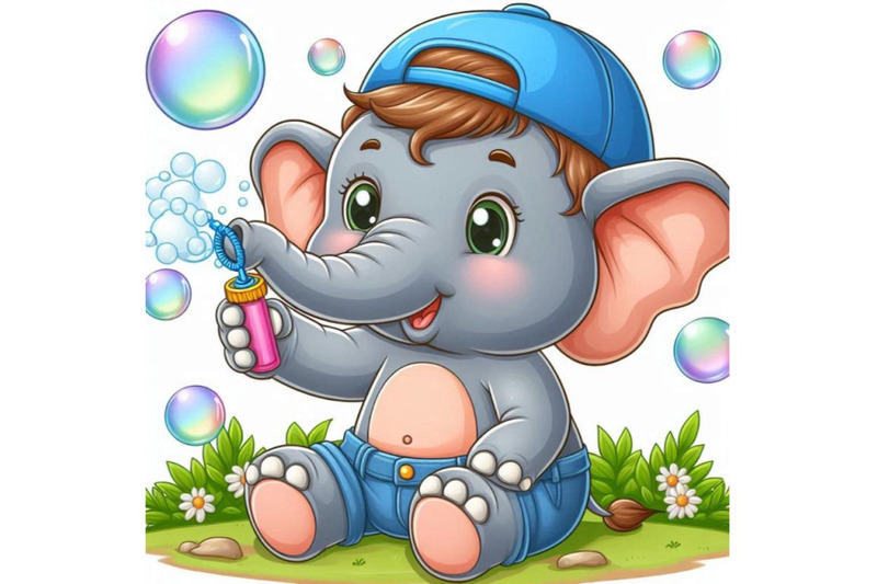 baby-elephant-blowing-soap-bubbles-with-its-trunk