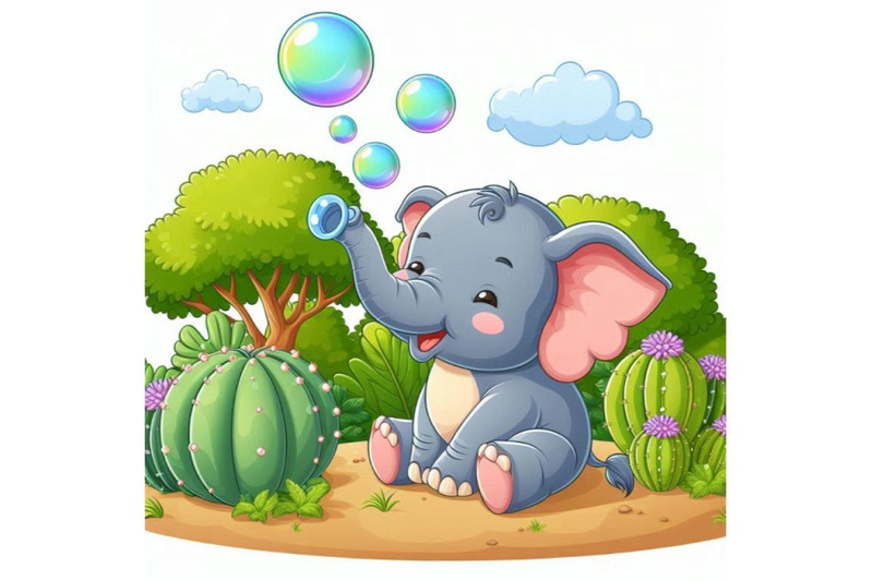 baby-elephant-blowing-soap-bubbles-with-its-trunk