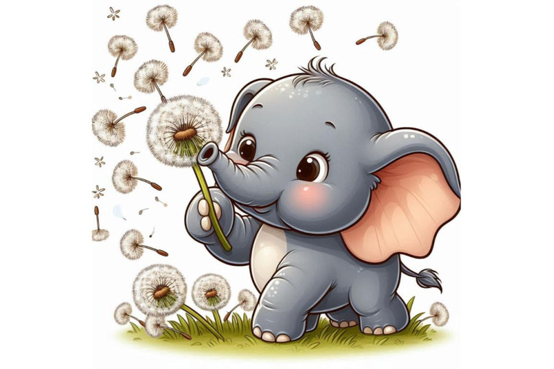 baby-elephant-blowing-dandelion-seeds-into-the-air