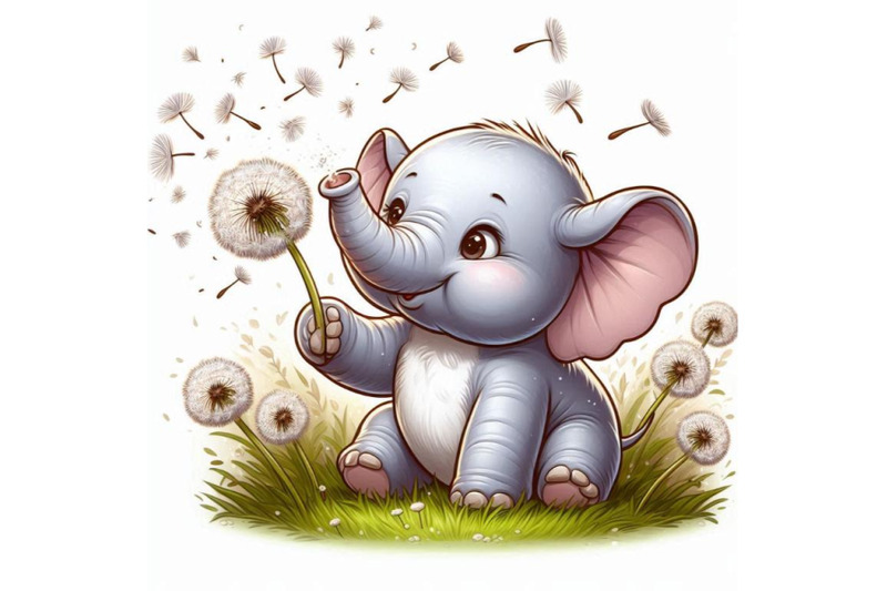 baby-elephant-blowing-dandelion-seeds-into-the-air