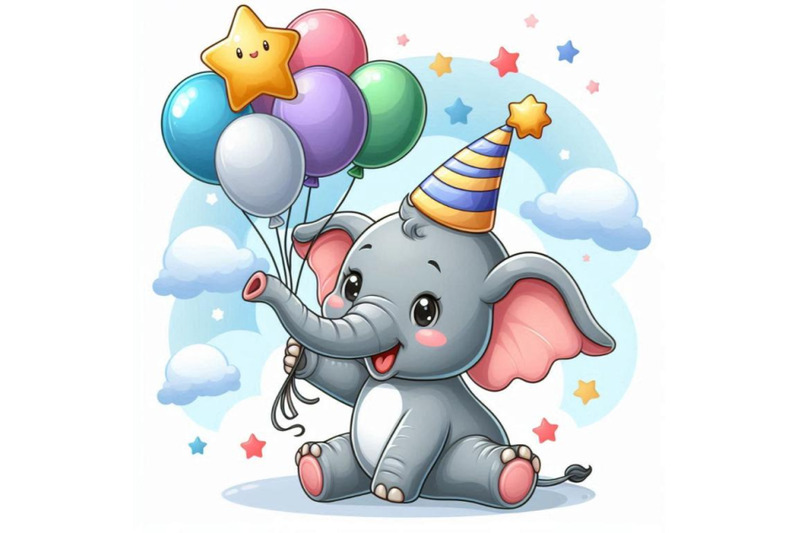 baby-elephant-holding-a-star-shaped-balloon-in-its-trunk