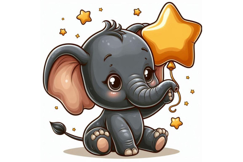 baby-elephant-holding-a-star-shaped-balloon-in-its-trunk