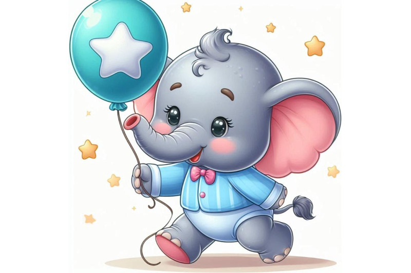 baby-elephant-holding-a-star-shaped-balloon-in-its-trunk