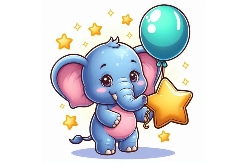 baby-elephant-holding-a-star-shaped-balloon-in-its-trunk