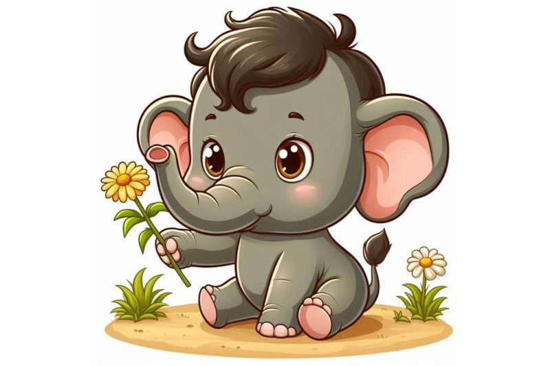 baby-elephant-holding-a-tiny-flower-in-its-trunk