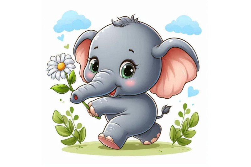 baby-elephant-holding-a-tiny-flower-in-its-trunk