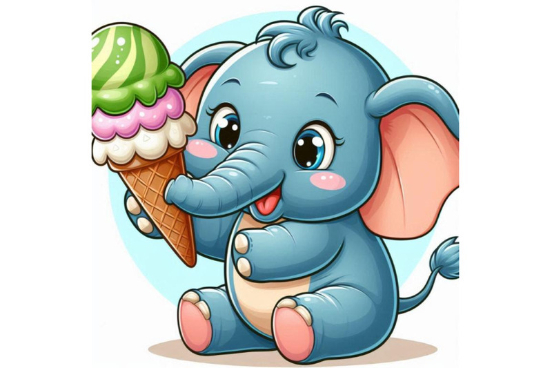 baby-elephant-holding-an-ice-cream-cone-in-its-trunk