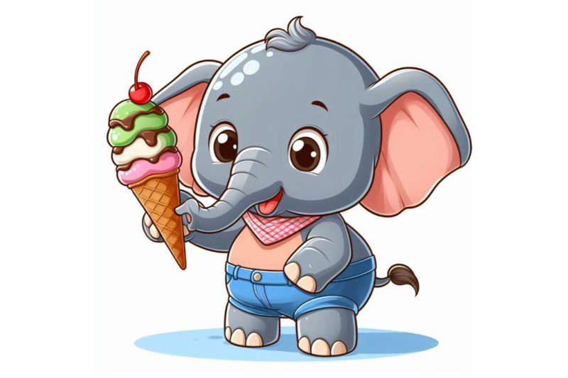 baby-elephant-holding-an-ice-cream-cone-in-its-trunk