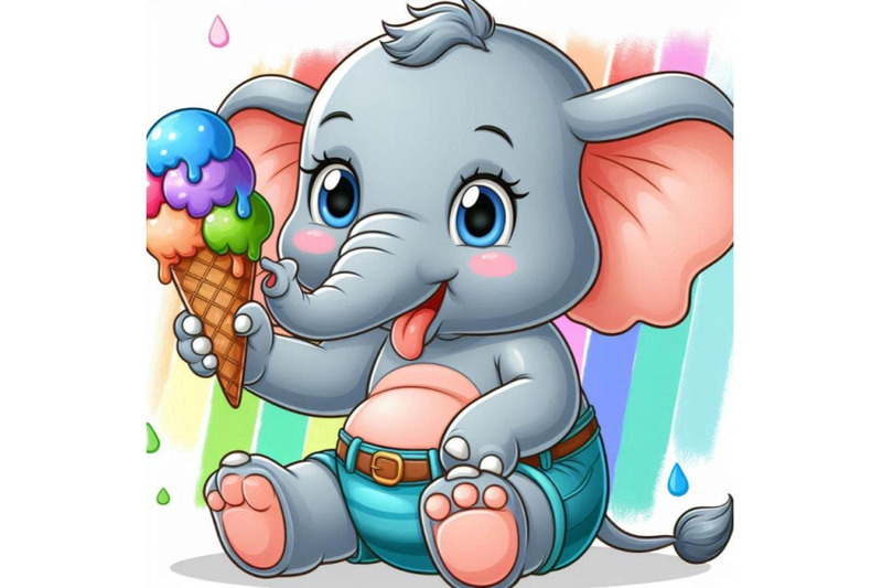 baby-elephant-holding-an-ice-cream-cone-in-its-trunk