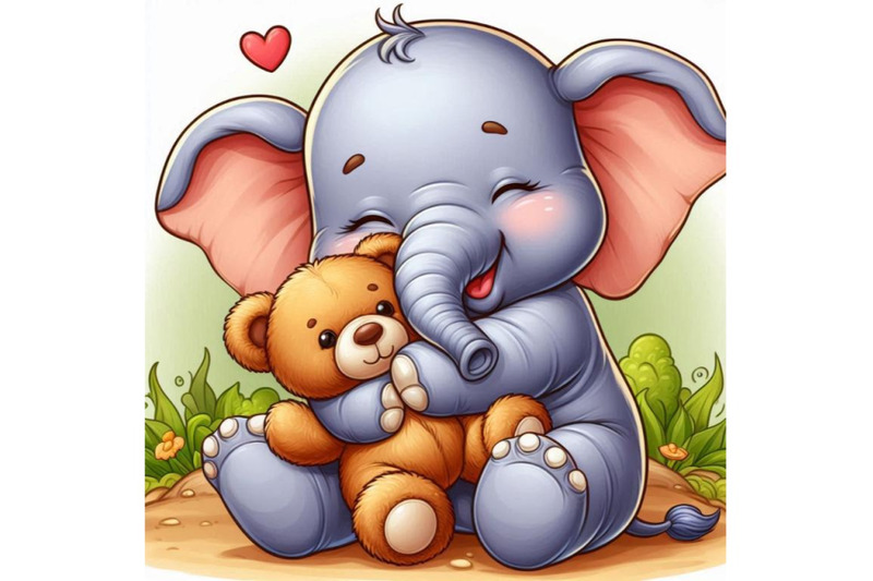 baby-elephant-hugging-a-stuffed-teddy-bear