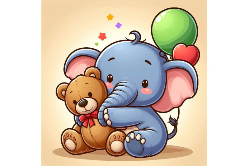 baby-elephant-hugging-a-stuffed-teddy-bear