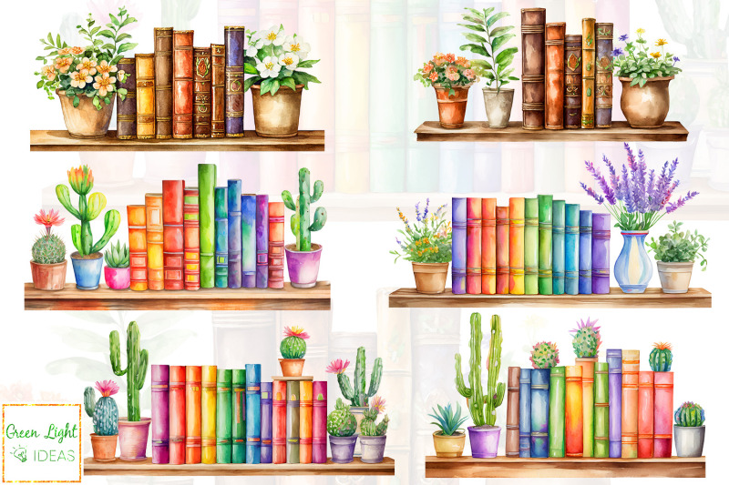 watercolor-bookshelves-clipart-library-books-illustrations-bookworm