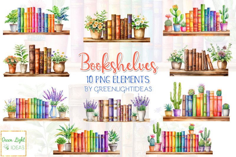 watercolor-bookshelves-clipart-library-books-illustrations-bookworm