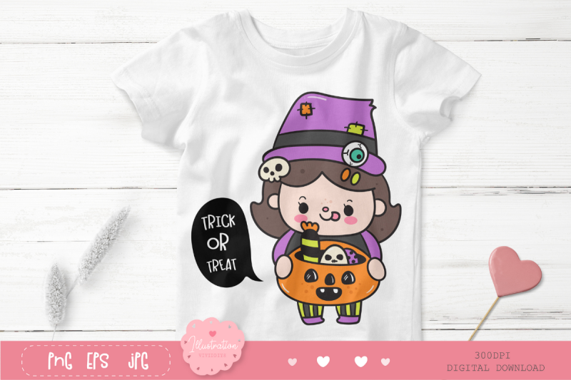 cute-halloween-kid-kawaii-cliparts-cartoon-witch-girl-with-pumpkin-can