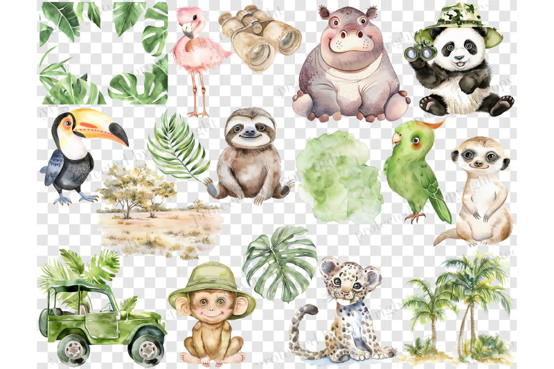 safari-clipart-bundle-jungle-animals-set