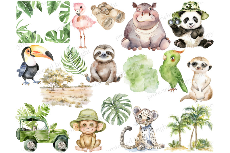 safari-clipart-bundle-jungle-animals-set