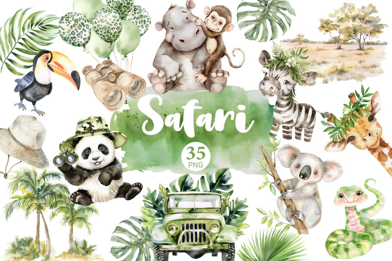 safari-clipart-bundle-jungle-animals-set