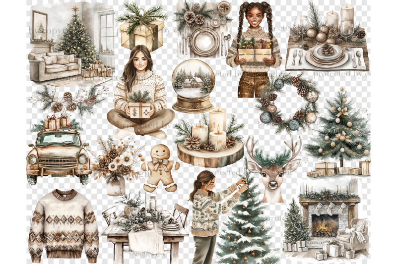 rustic-christmas-clipart-bundle-neutral-xmas-png