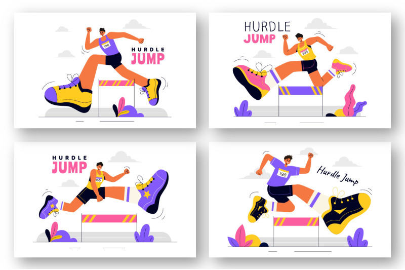 8-hurdle-long-jump-sportsman-illustration