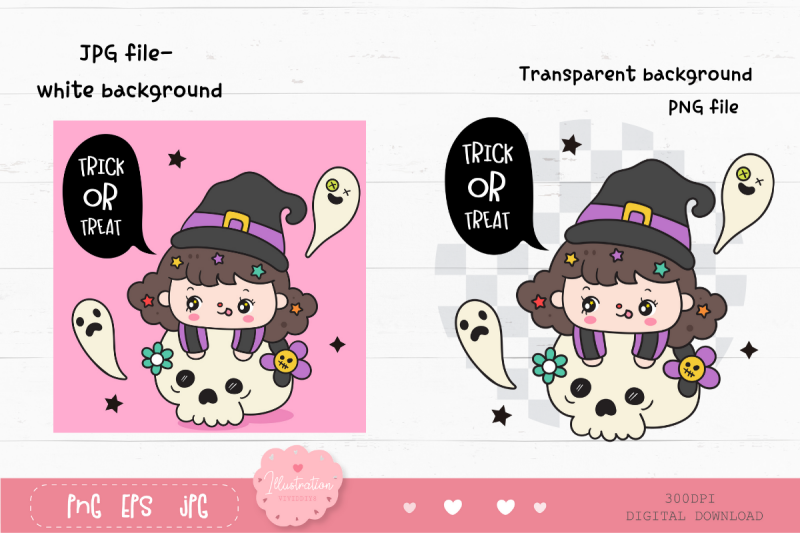 halloween-kid-kawaii-clipart-cartoon-witch-on-skull