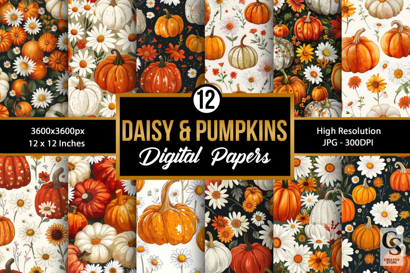 daisy-flowers-amp-fall-pumpkins-digital-papers