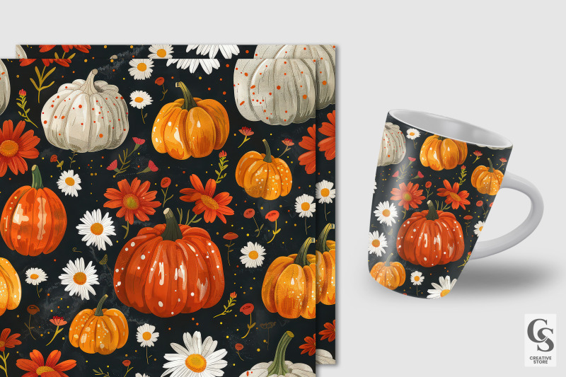 daisy-flowers-amp-fall-pumpkins-digital-papers