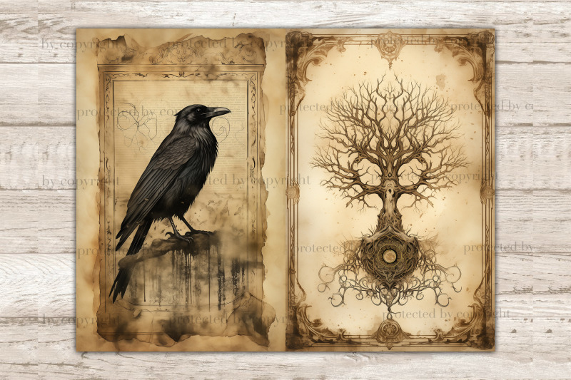 grimoire-junk-journal-page-gothic-printable-paper